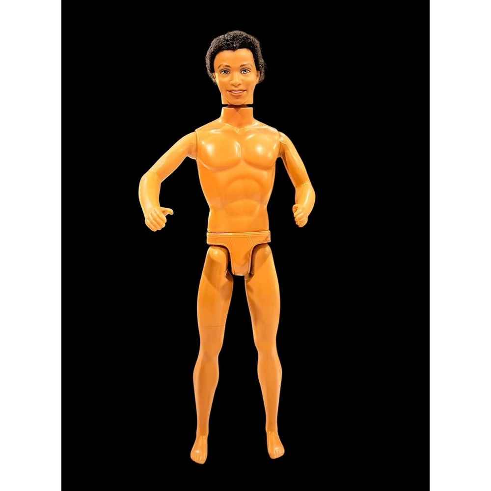 Mattel Barbie Flocked Haired Steven Doll African American AA Bendy Legs